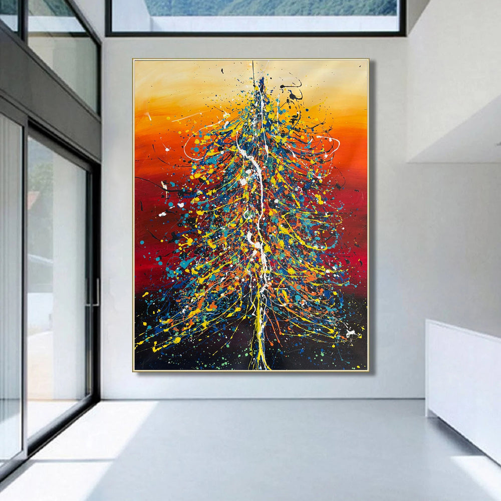 Christmas Tree Art – Hand-Painted Modern Holiday Home Decor