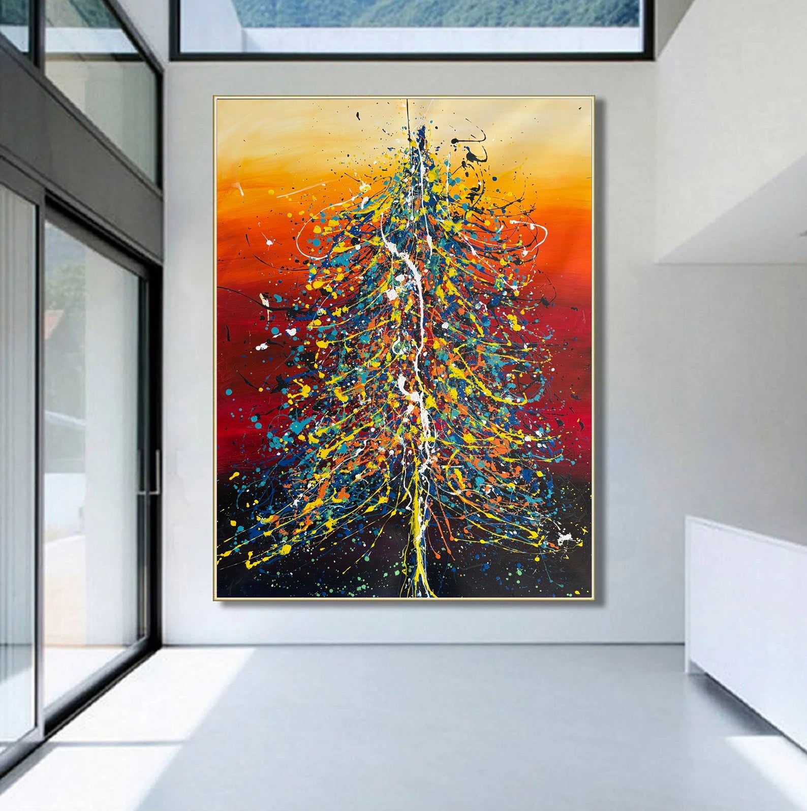Christmas Tree Art – Hand-Painted Modern Holiday Home Decor