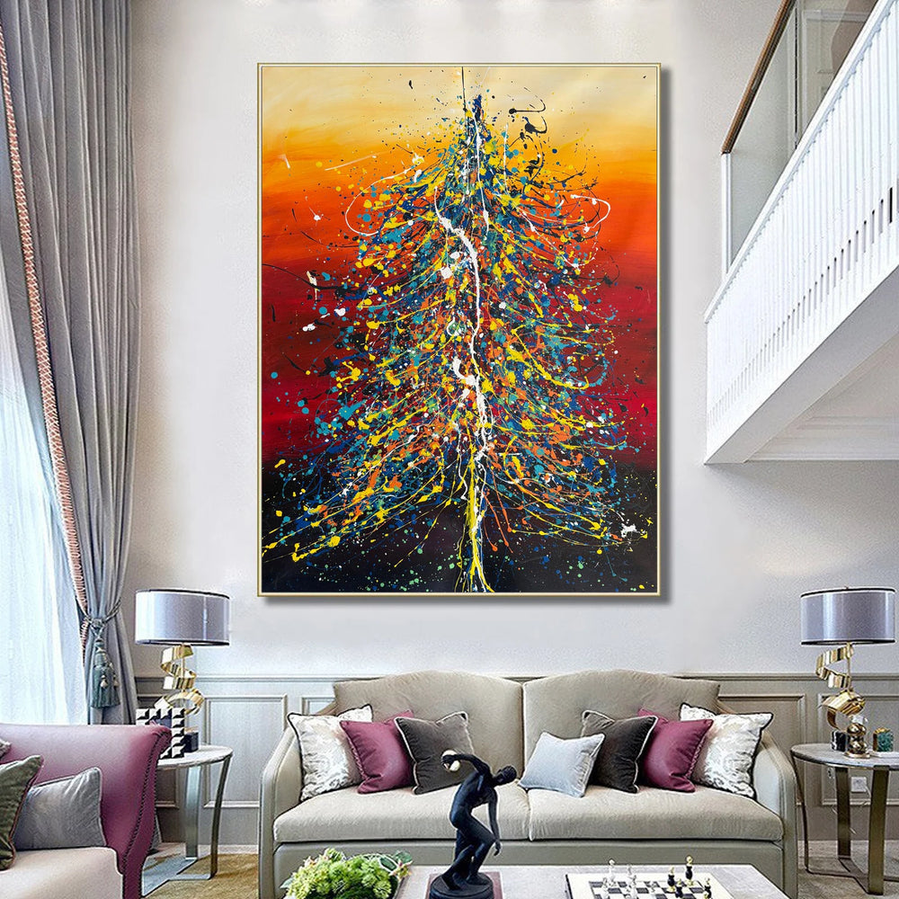 Christmas Tree Art – Hand-Painted Modern Holiday Home Decor