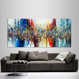 Close-up of Beauty of Bridge 6 – textured layers and dynamic paint splatters on modern abstract canvas