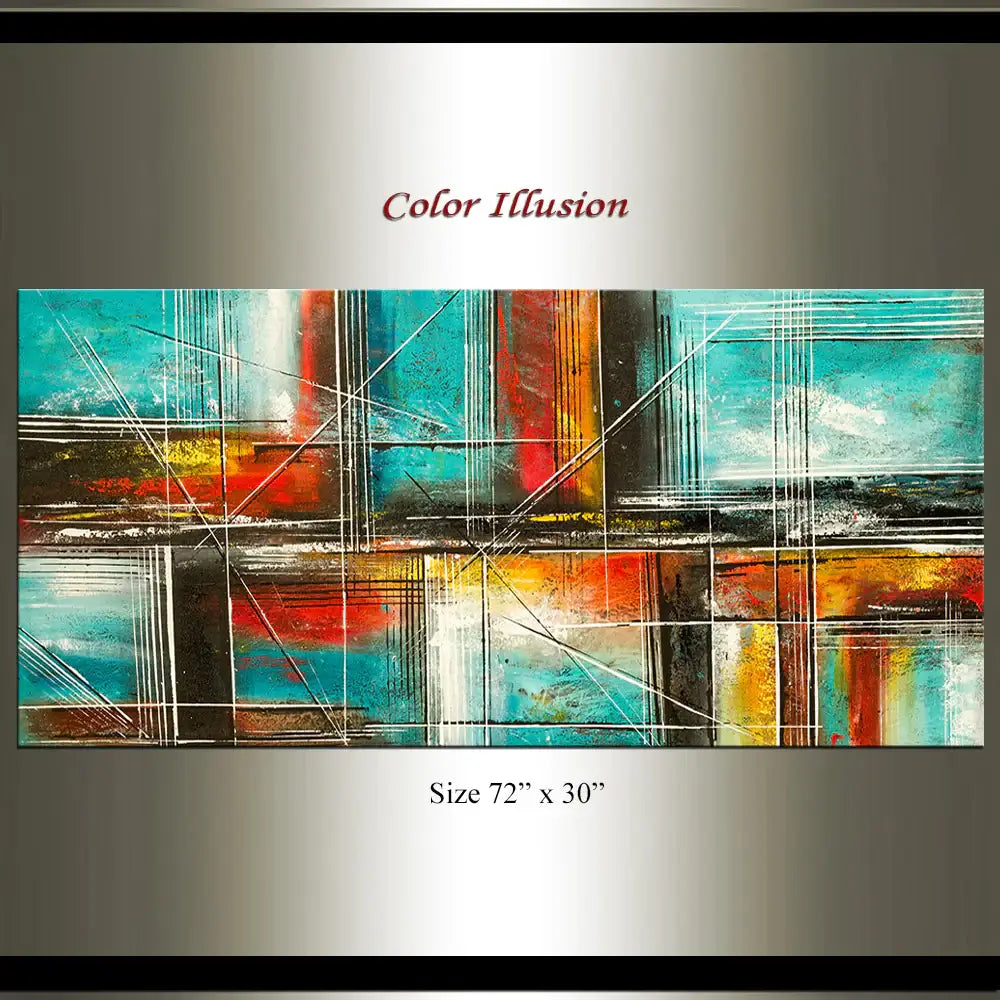 Wall Art Father's Day Gift Absract Modern Art Oil Painting on Canvas-Color Illusion