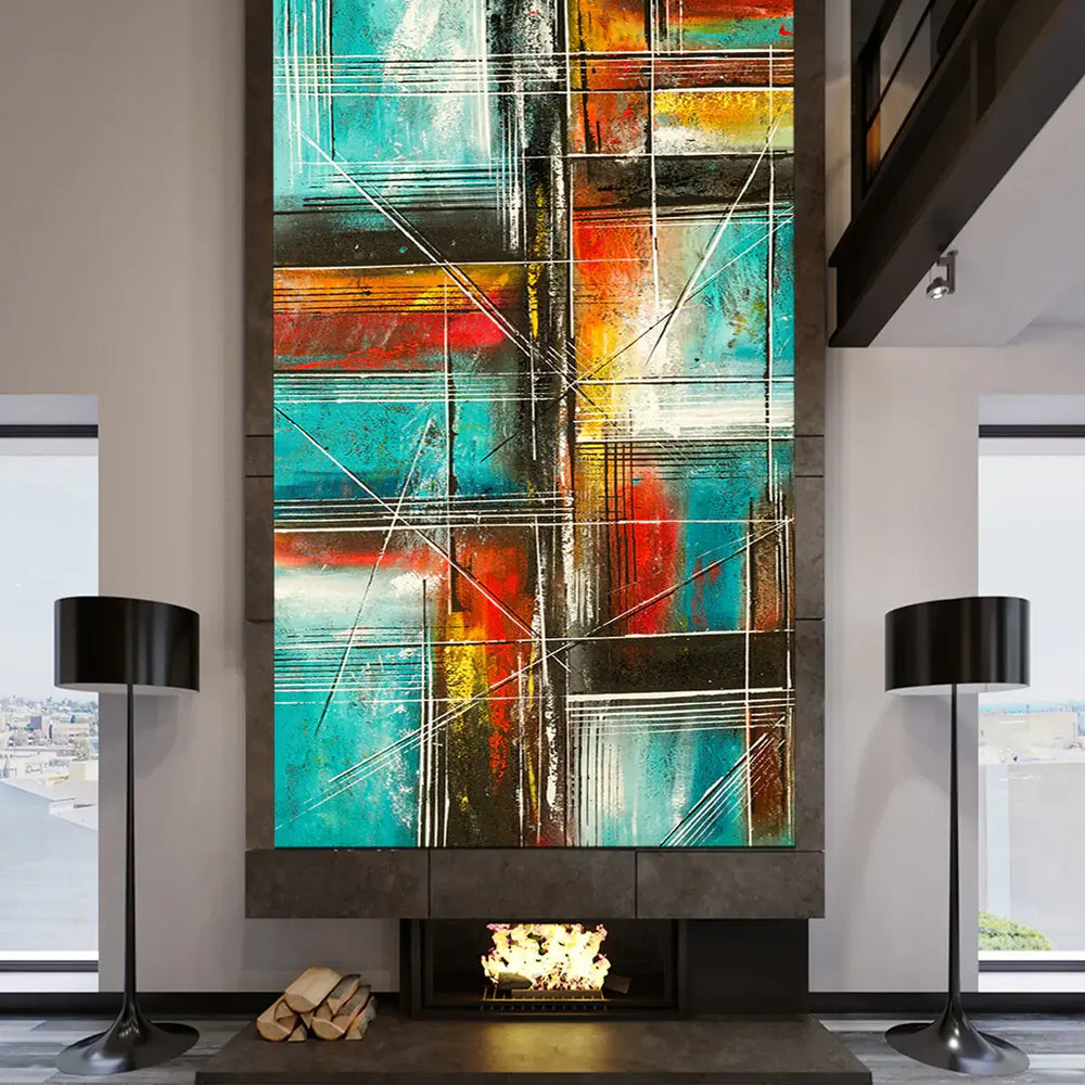 Wall Art Father's Day Gift Absract Modern Art Oil Painting on Canvas-Color Illusion