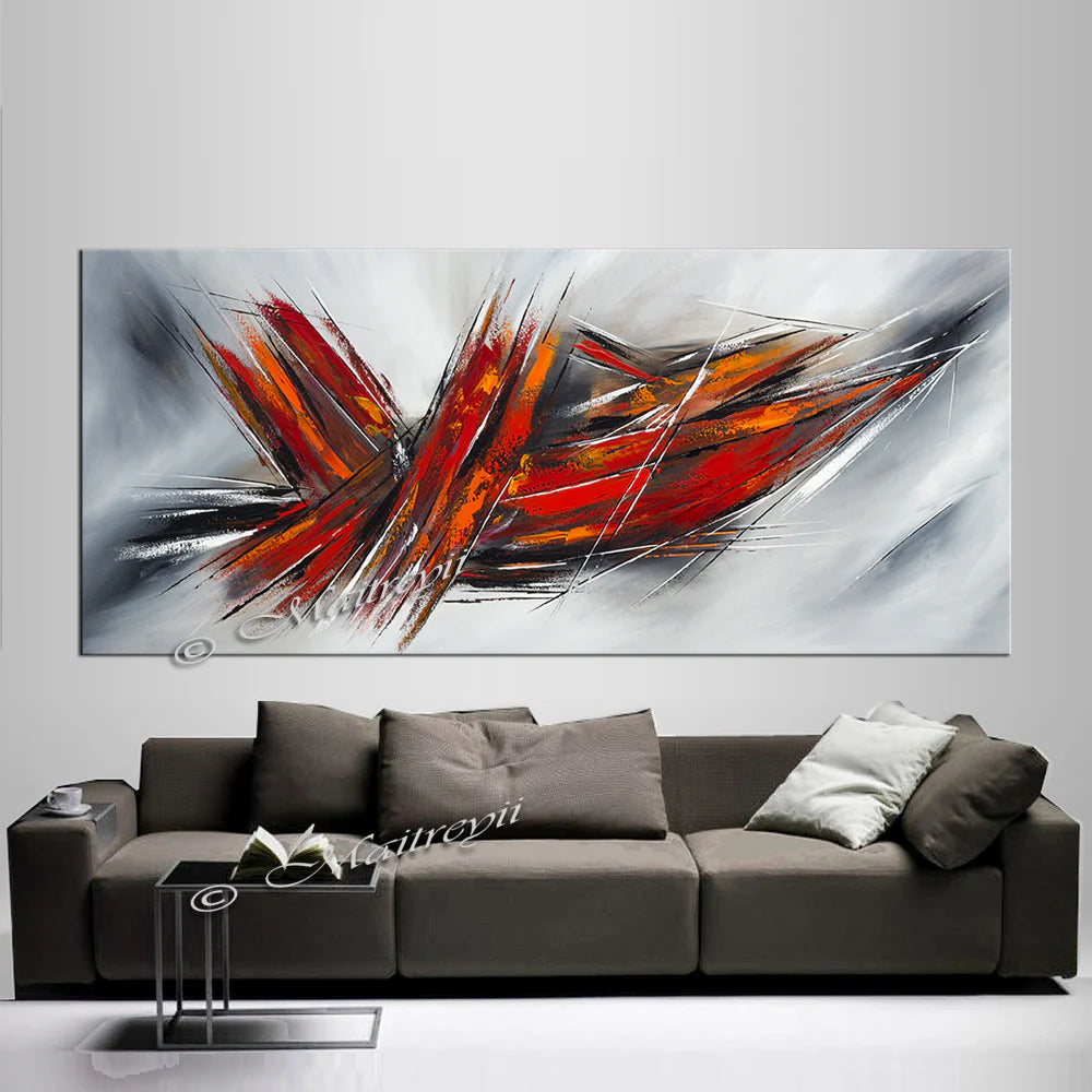 Large Modern Art Oil Painting on Canvas - Modern Abstract Wall Art Fighter Plane 6
