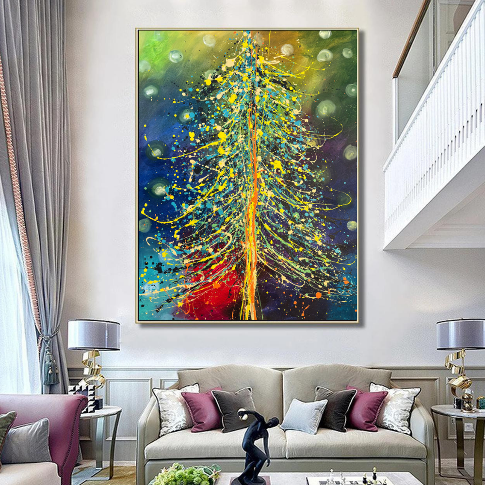 Christmas Decor - Festive Hand-Painted Wall Art by Maitreyii