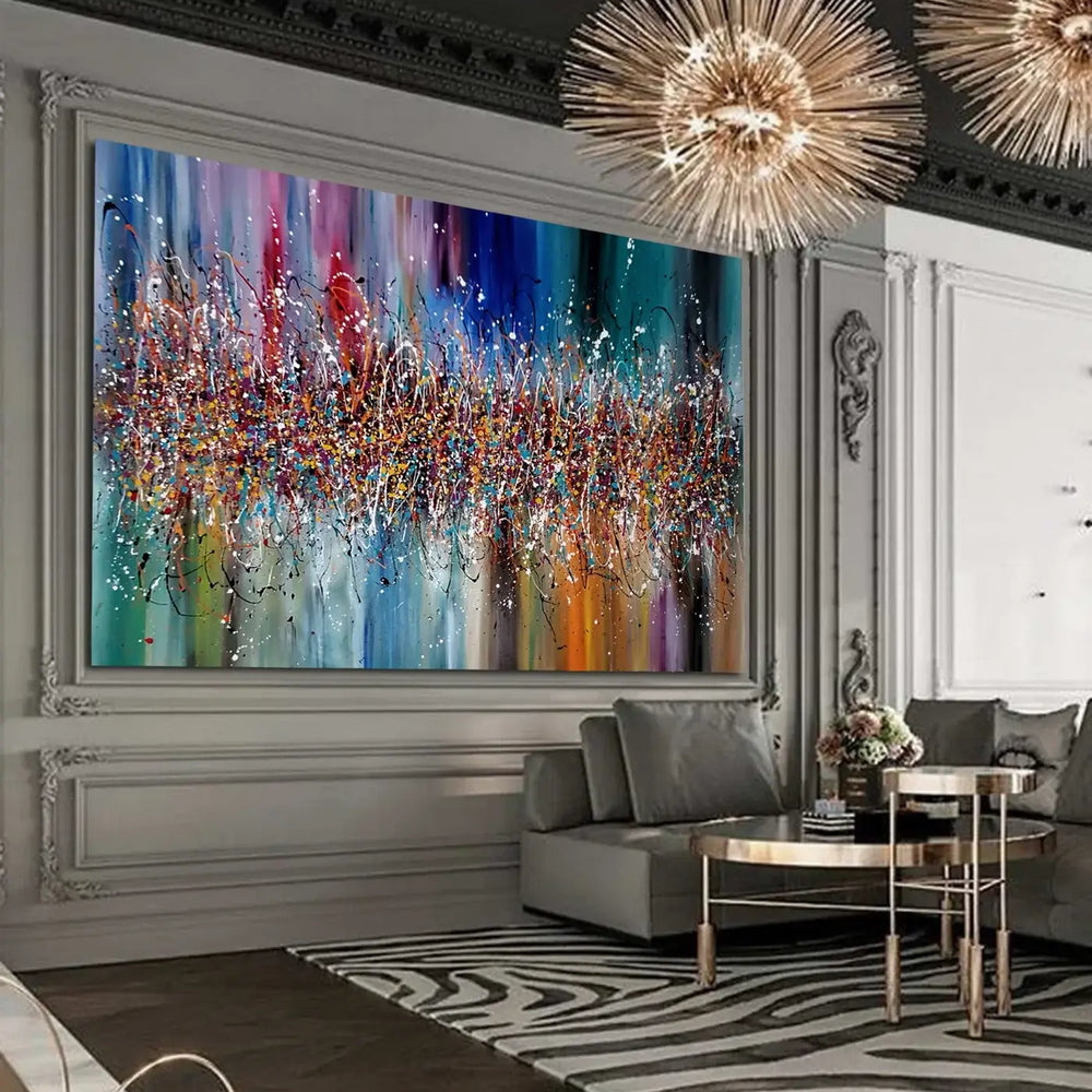 Paintings for Sale Abstract Paintings Jackson Pollock Multicolor Drip Style Art on Canvas, large Wall Art - Heavenly Beauty
