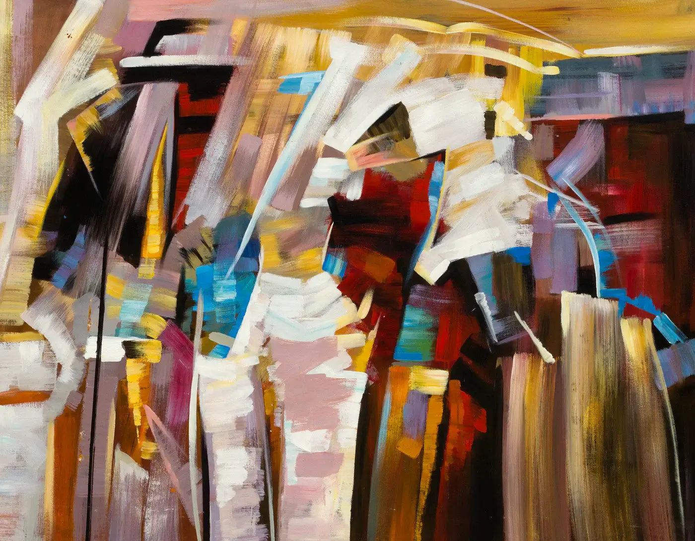 Abstract Modern art painting featuring vibrant colors and bold brush strokes, ideal for contemporary decor.