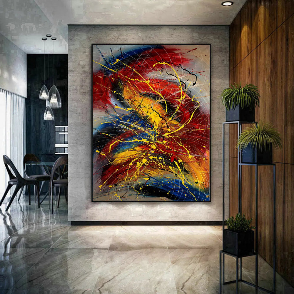 Abstract Red Painting | Handmade Modern Wall Art - Compelling Beauty