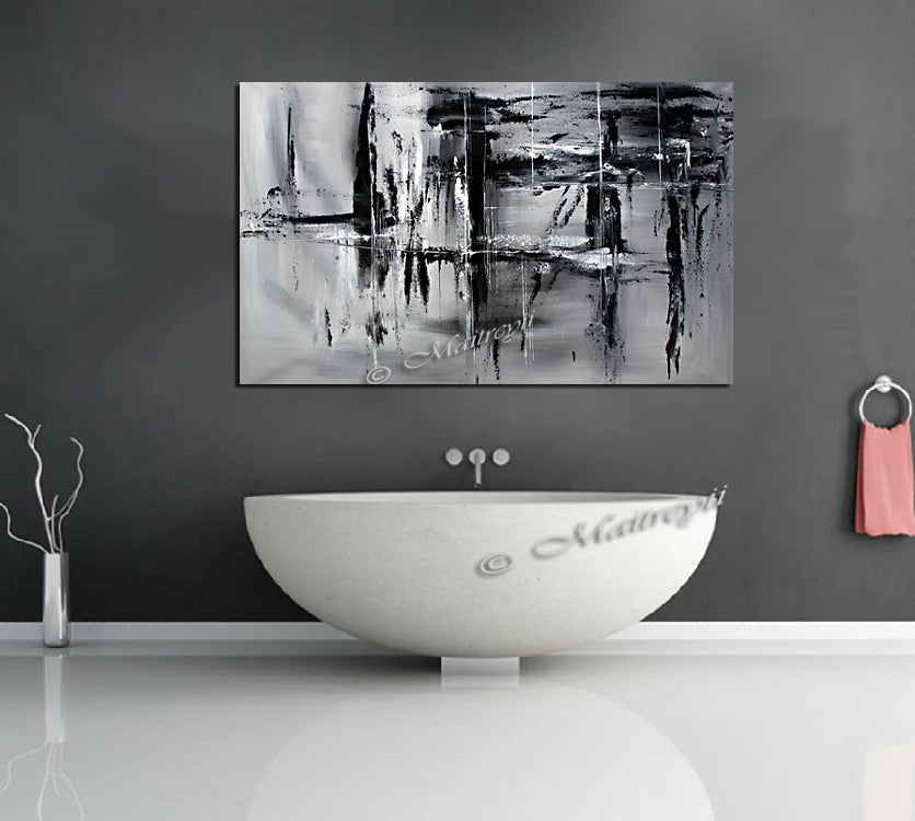 Black and White Large Painting For Modern Homes - Light And Shade 2