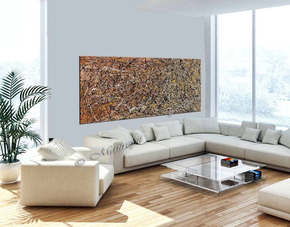 Hand-painted abstract splatter canvas wall art