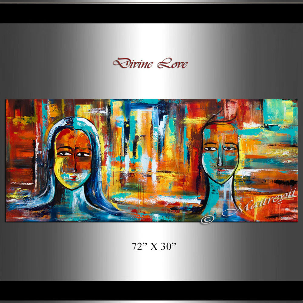 Large Modern Art Oil Painting on Canvas - Modern Wall Art Figurative Divine Love second image