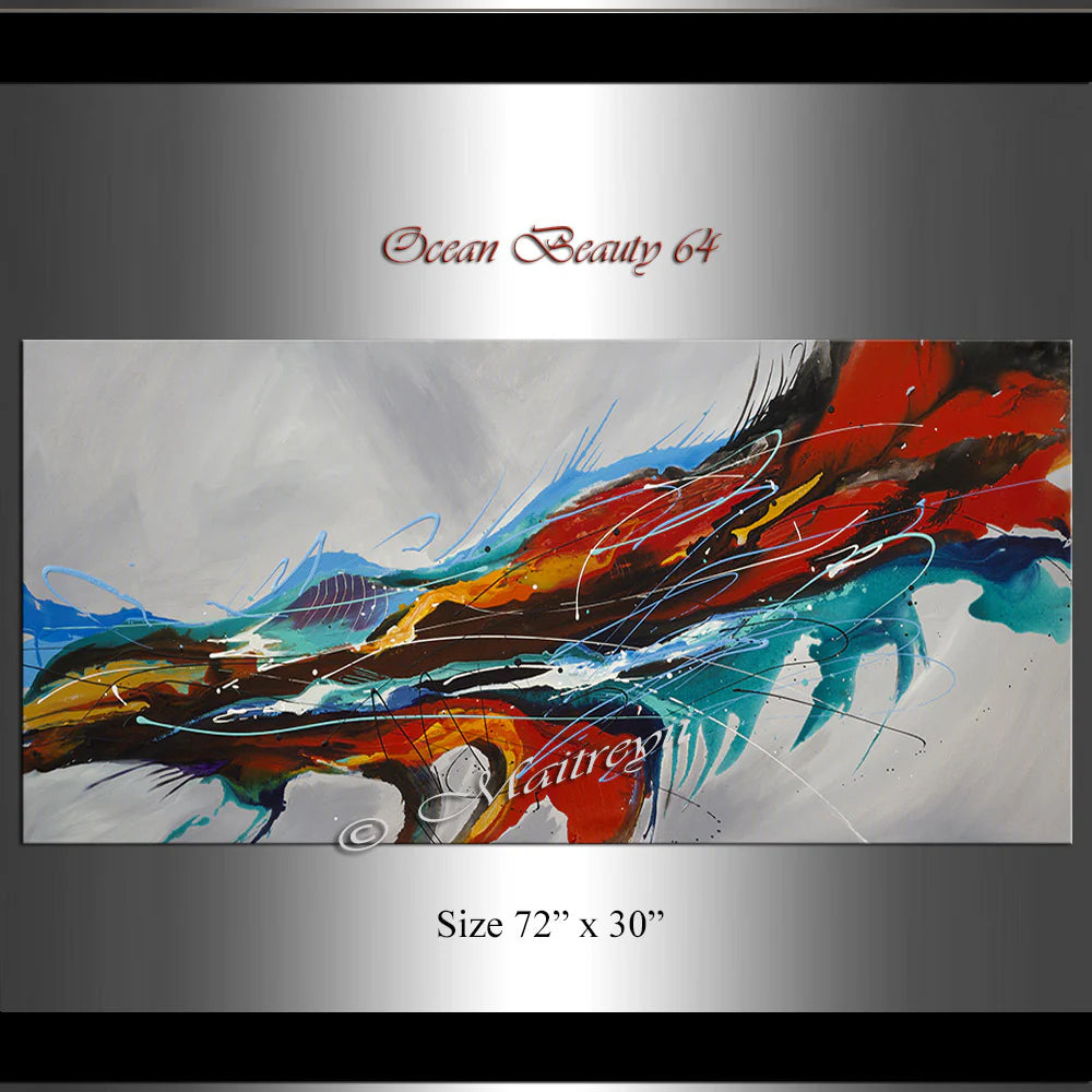 Large Ocean Art Oil Painting on Canvas - Modern Wall Art Ocean Beauty 64