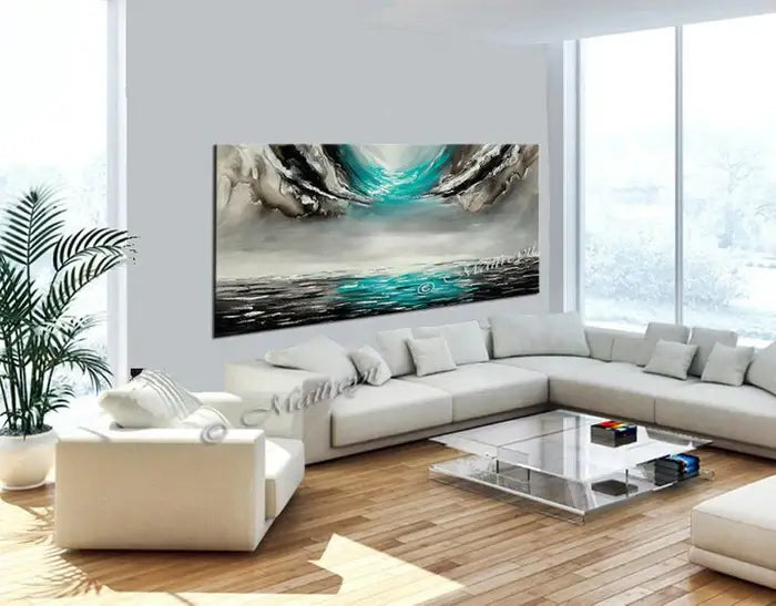 Large Ocean Art Teal Turquoise Paintings - Modern Wall Art - Ocean Paradise 40