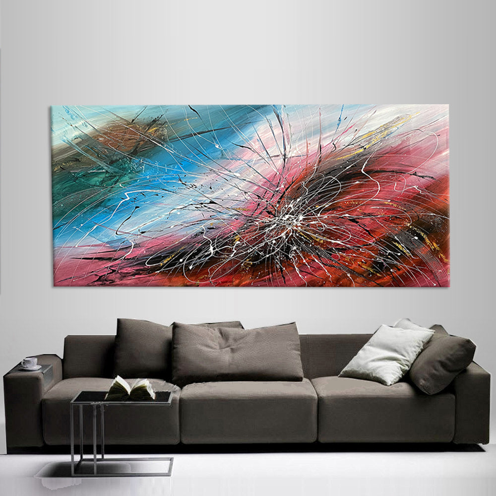 Red Abstract Art Print Bold Modern Wall Decor - Red Harmony
