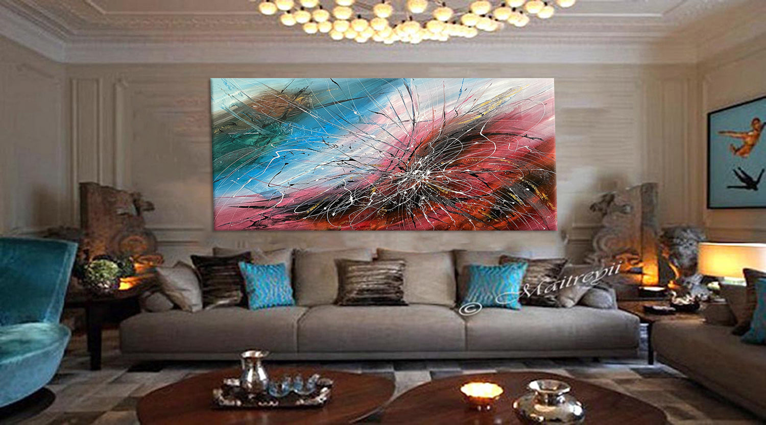Red Abstract Art Print Bold Modern Wall Decor - Red Harmony