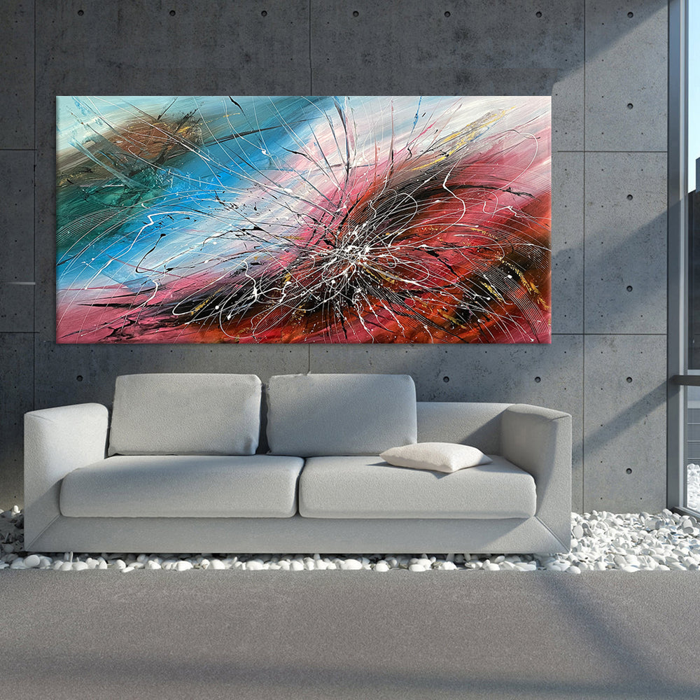 Red Abstract Art Print Bold Modern Wall Decor - Red Harmony