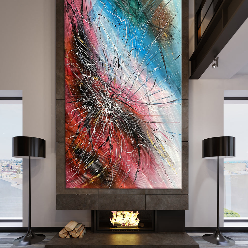 Red Abstract Art Print Bold Modern Wall Decor - Red Harmony
