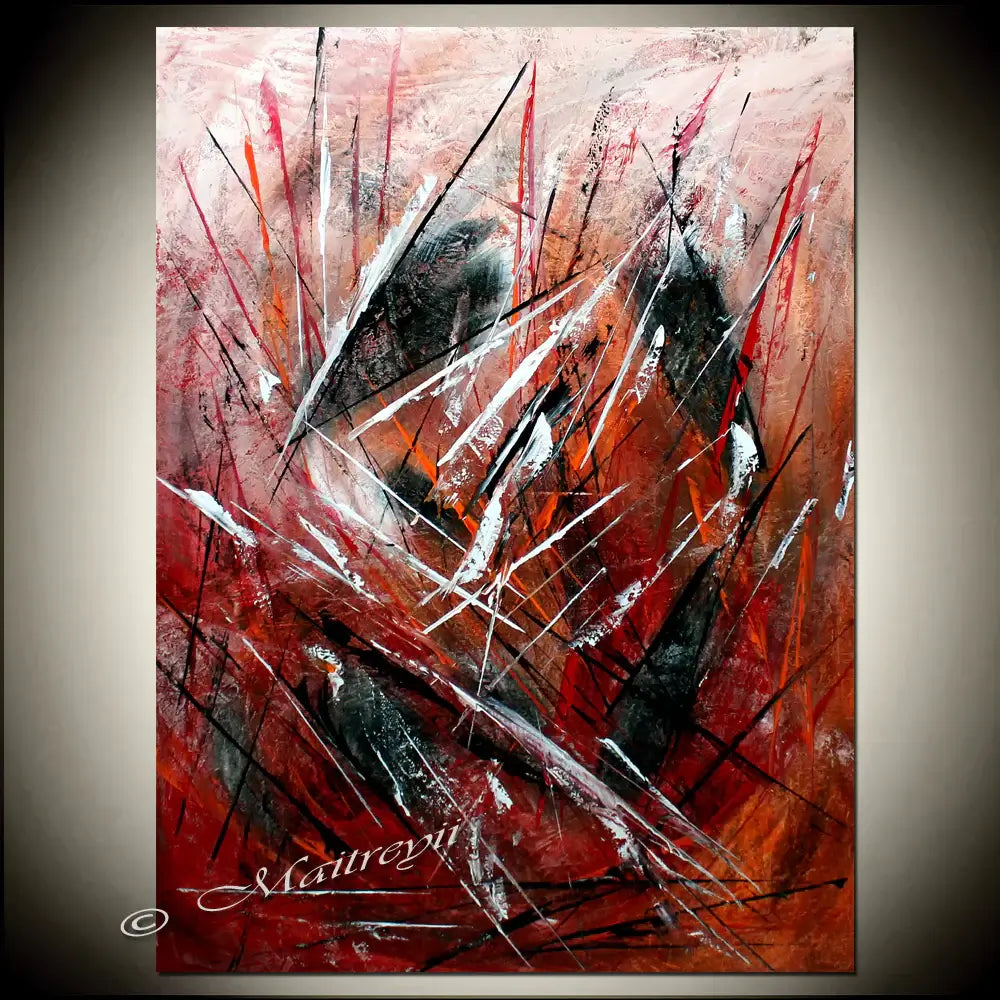 Red Abstract Modern Art Oil Painting on Canvas Modern Wall Art Amazing Abstract Gold Flow Painting