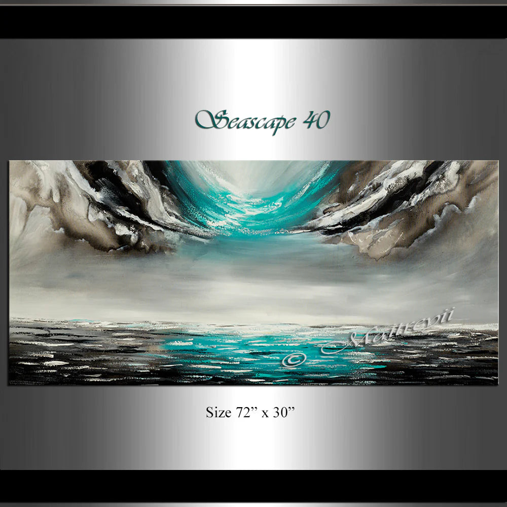 Large Ocean Art Oil Painting on Canvas - Modern Wall Art - Seascape 40