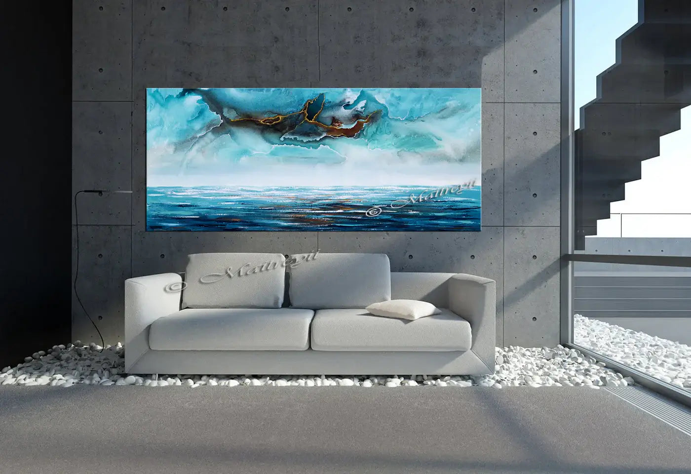 Abstract Modern Art Oil Painting on Canvas Modern Wall Art Mystic Texture Painting - Seascape 16