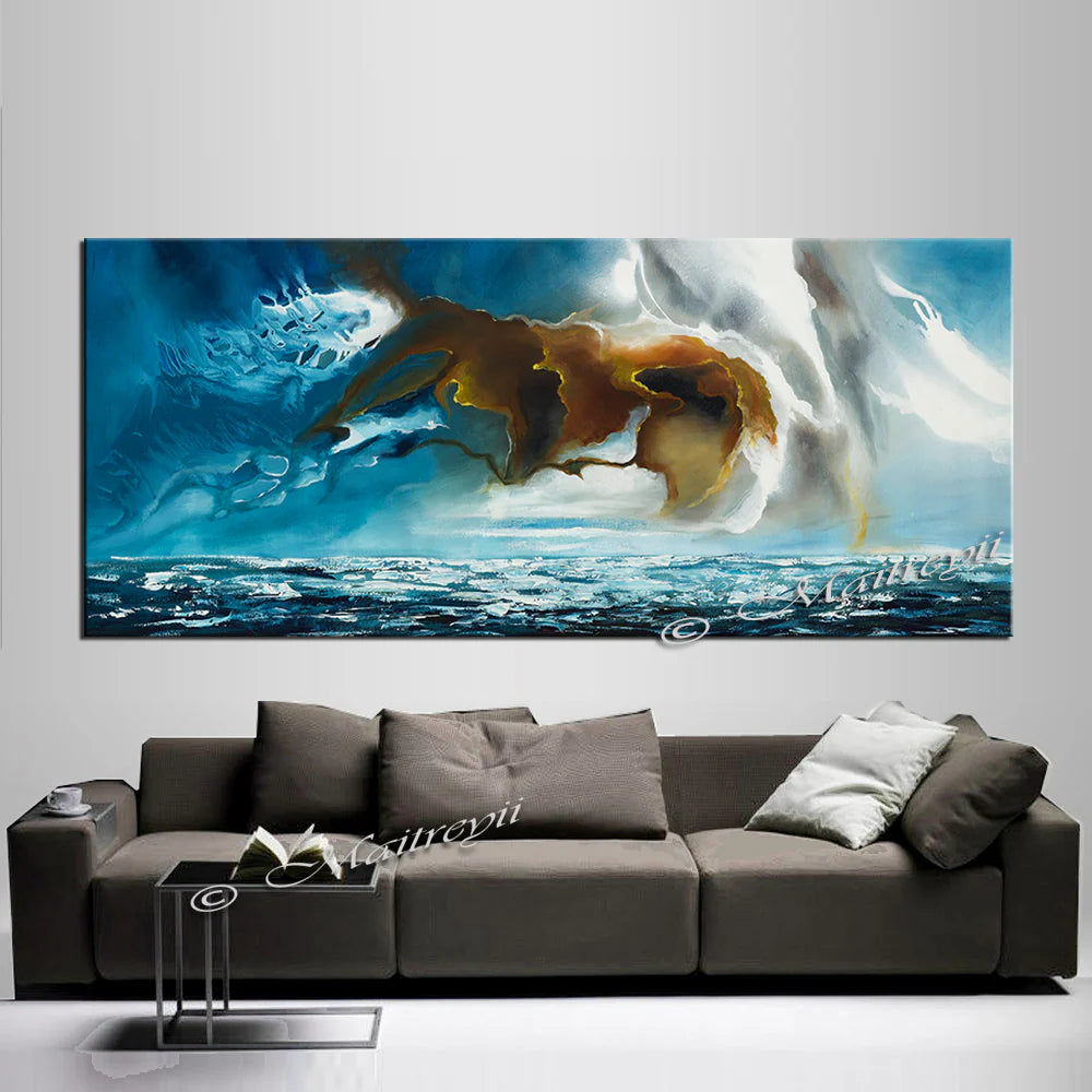 Large Ocean Art Oil Painting on Canvas Modern Wall Art Seascape Painting - Seascape 1