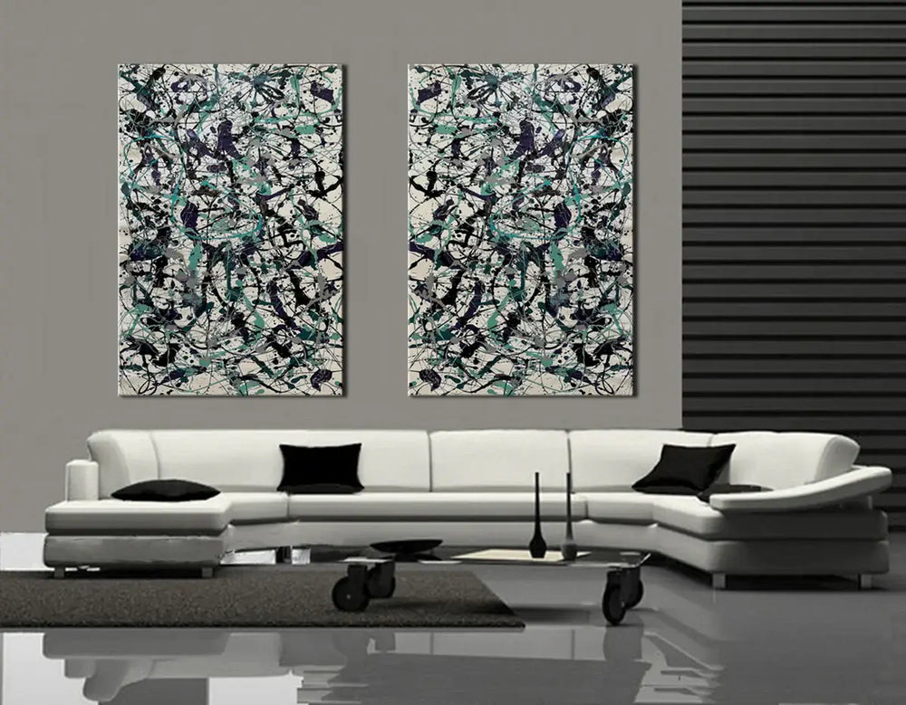 Painting Jackson Pollock Style Drip Style Abstract art on Canvas, large Wall Art - Vintage Beauty 156