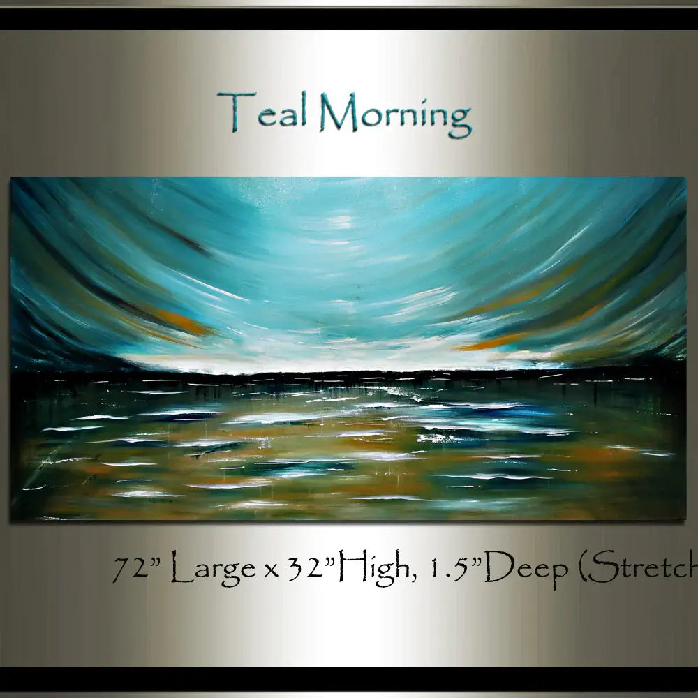 Teal Morning Modern Abstract Art on Canvas Wall Art Original Paintings For Sale