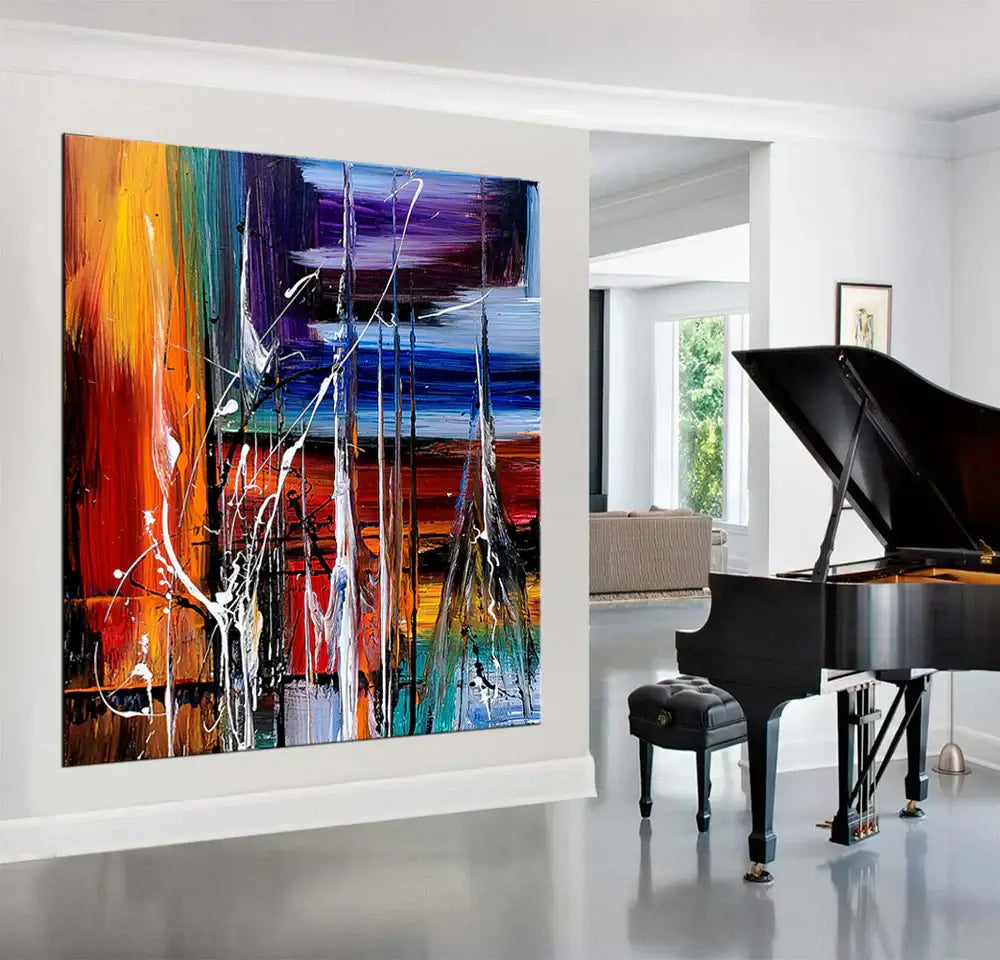 Wall Art Paintings For Sale Original Artwork On Canvas, Vertical painting Red Interior Decor - Unreal Beauty 12
