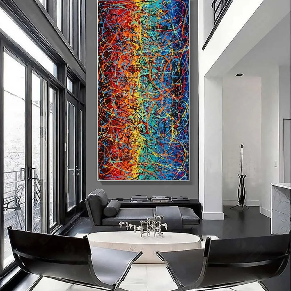 Jackson Pollock Style | Abstract artwork large oil painting on canvas oversize luxury Homes - Vintage Beauty 15