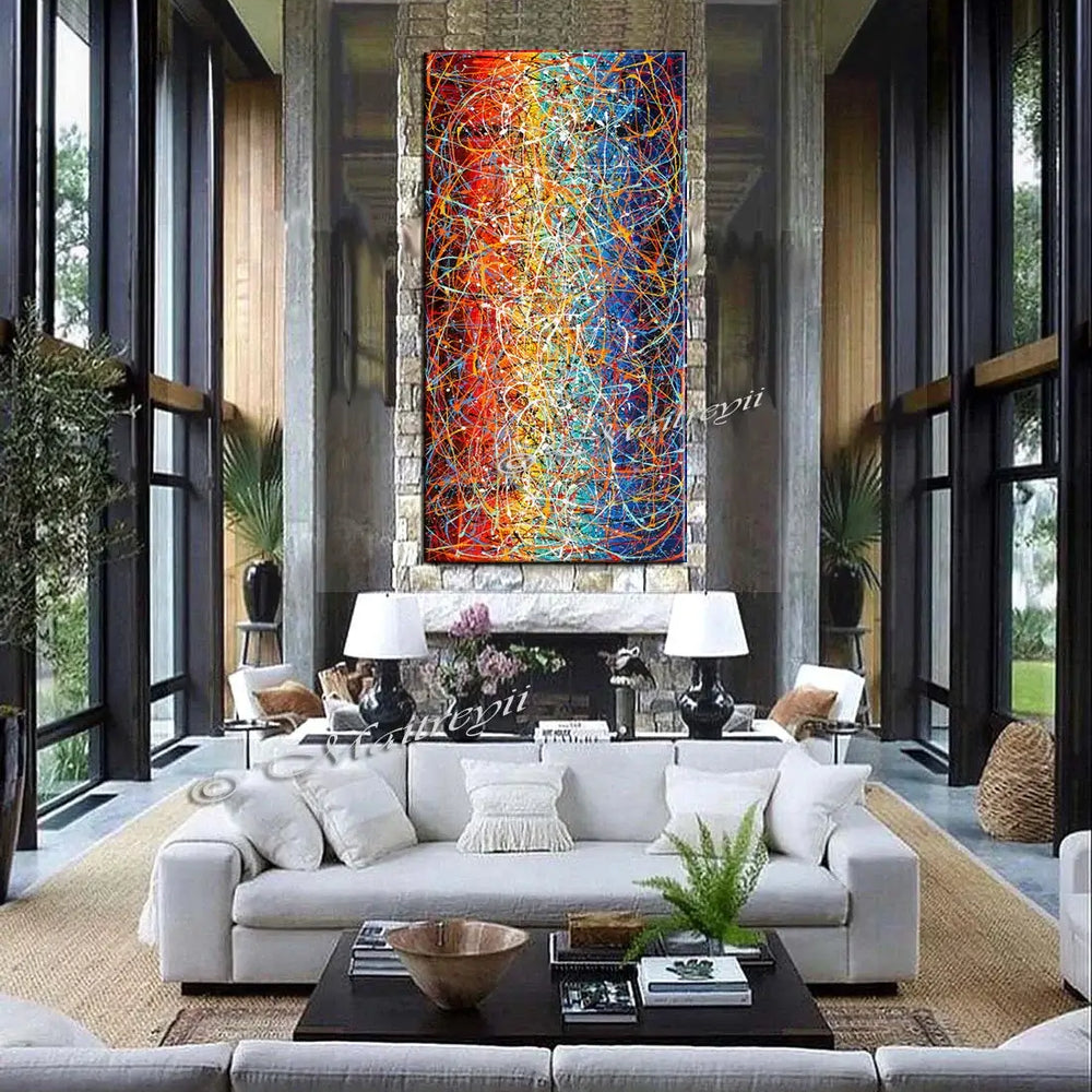 Jackson Pollock Style artwork for sale large Oil Painting on Canvas - Modern paintings - Vintage Beauty 132