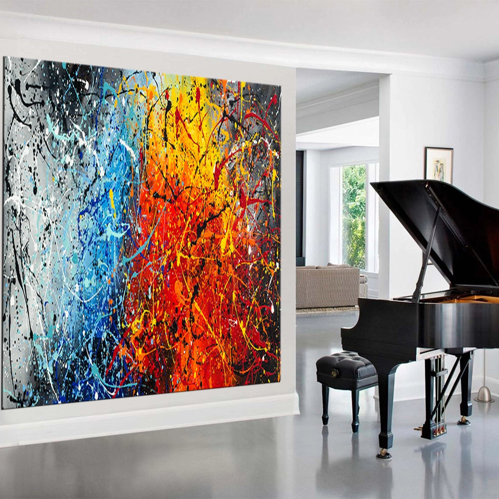 Jackson Pollock Style artwork for sale large Oil Painting on Canvas Modern paintings - Vintage Beauty 133