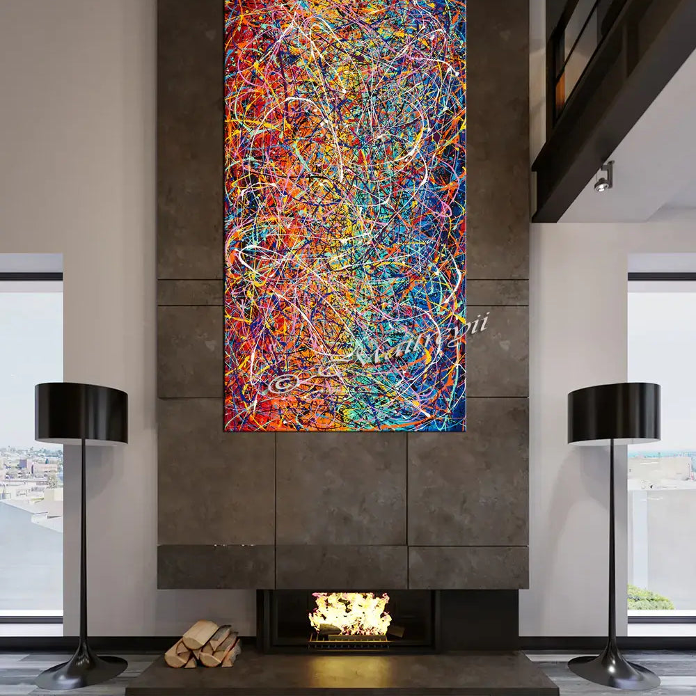 Painting Jackson Pollock Style Drip Style Abstract art on Canvas, large Wall Art - Vintage Beauty 148