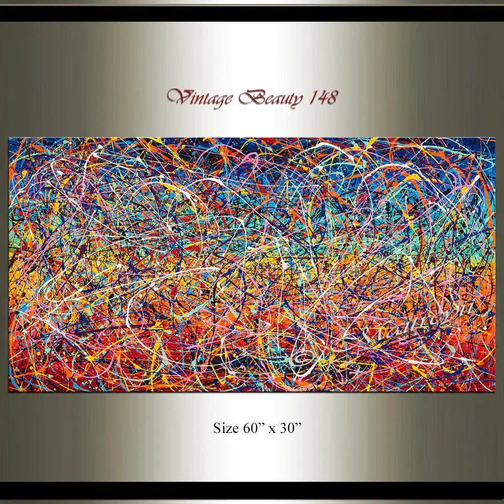 Painting Jackson Pollock Style Drip Style Abstract art on Canvas, large Wall Art - Vintage Beauty 148