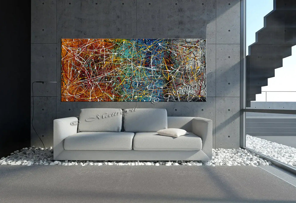 Jackson Pollock Style | Abstract artwork large oil painting on canvas modern wall art - Vintage Beauty 19