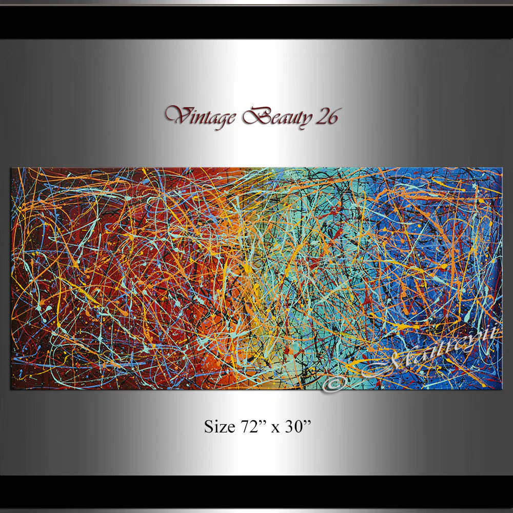 Jackson Pollock Style | Abstract artwork large oil painting on canvas for luxury Homes - Vintage Beauty 26 second image