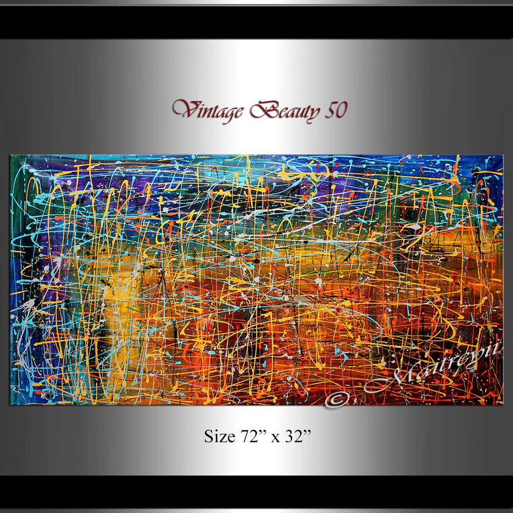 Jackson Pollock Style | Abstract artwork large oil painting on canvas oversize luxury Homes - Vintage Beauty 50