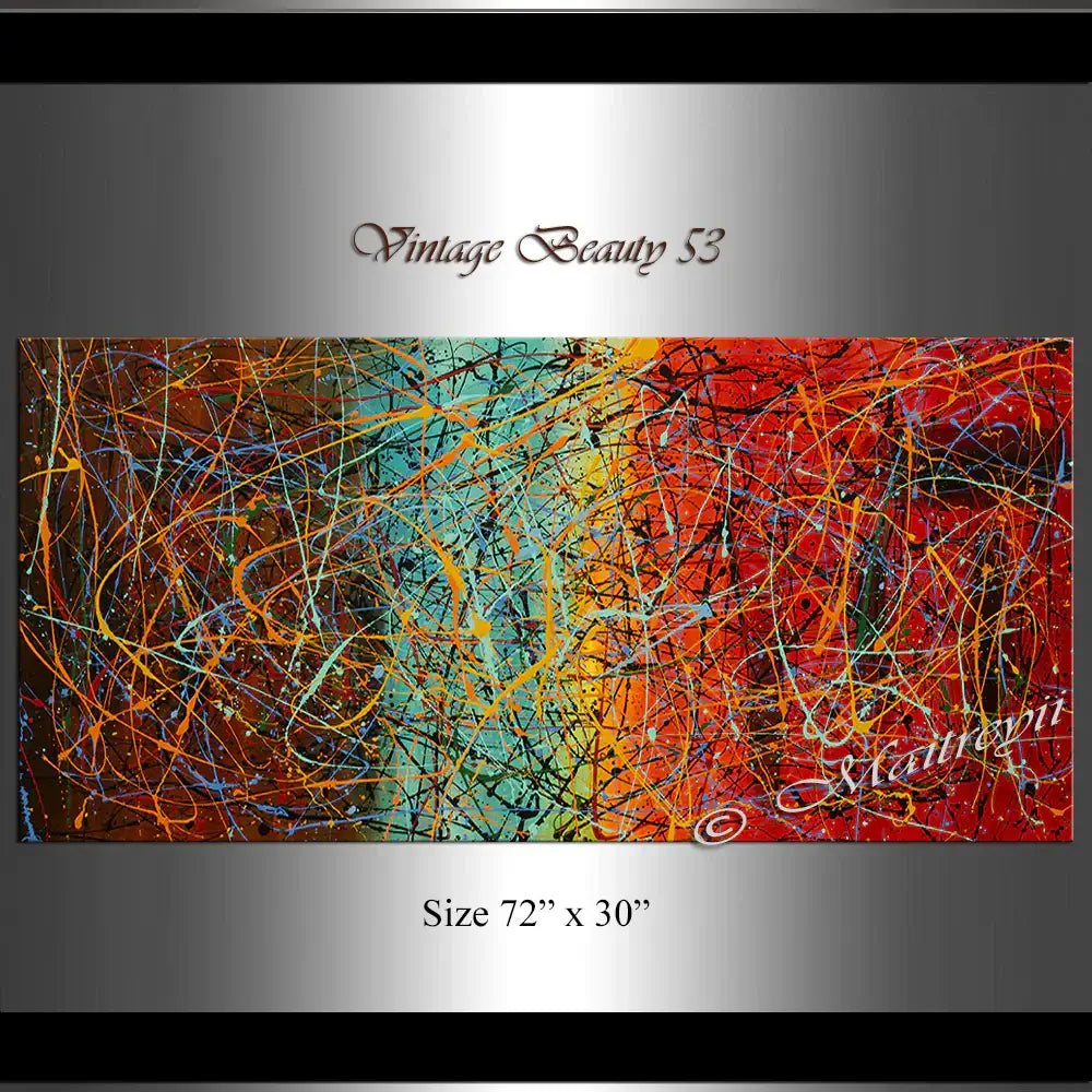 Jackson Pollock Style | Abstract artwork large oil painting on canvas modern wall art - Vintage Beauty 53