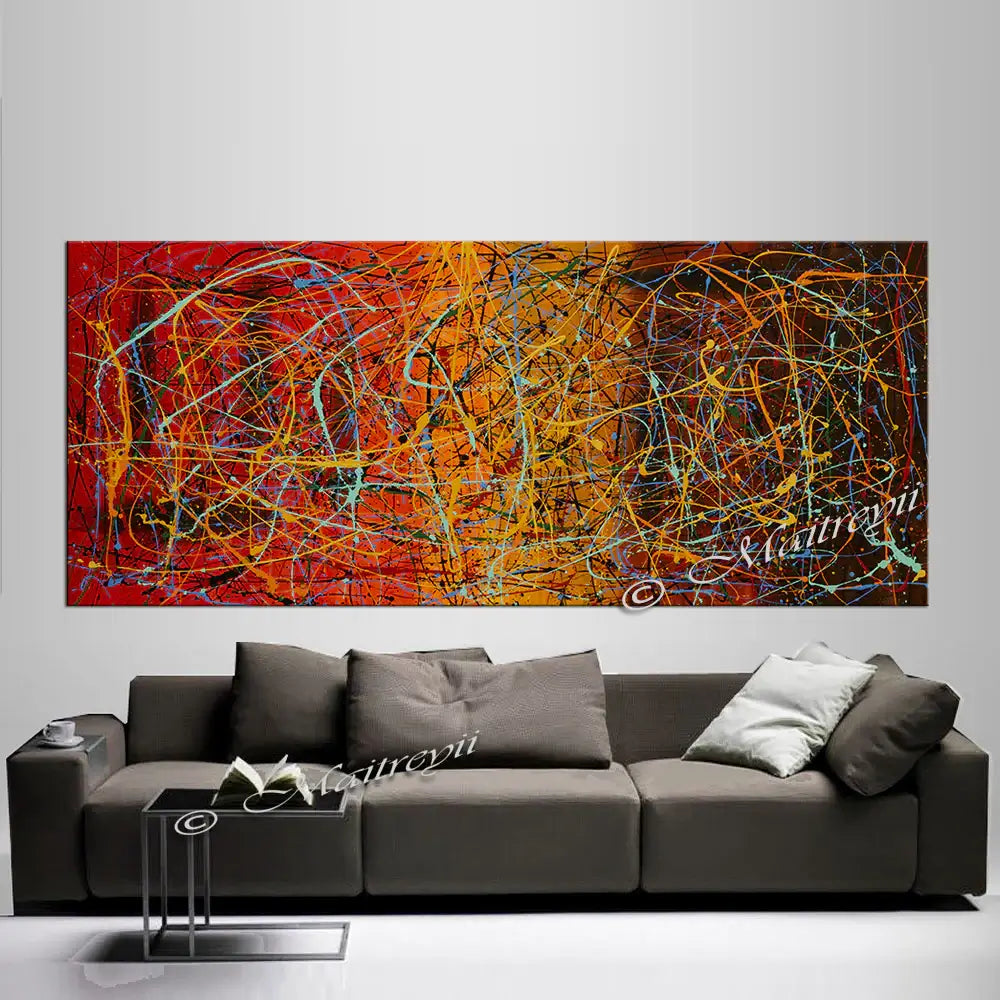 Jackson Pollock Style | Abstract artwork large oil painting on canvas modern wall art - Vintage Beauty 54