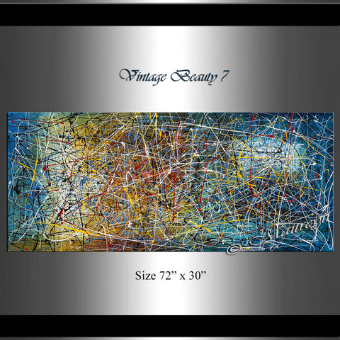 Home Decor Wall Art Paintings | Jackson Pollock Style | Large Modern Art - Vintage Beauty -7