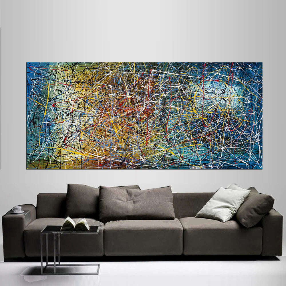 Home Decor Wall Art Paintings | Jackson Pollock Style | Large Modern Art |V- Vintage Beauty -7