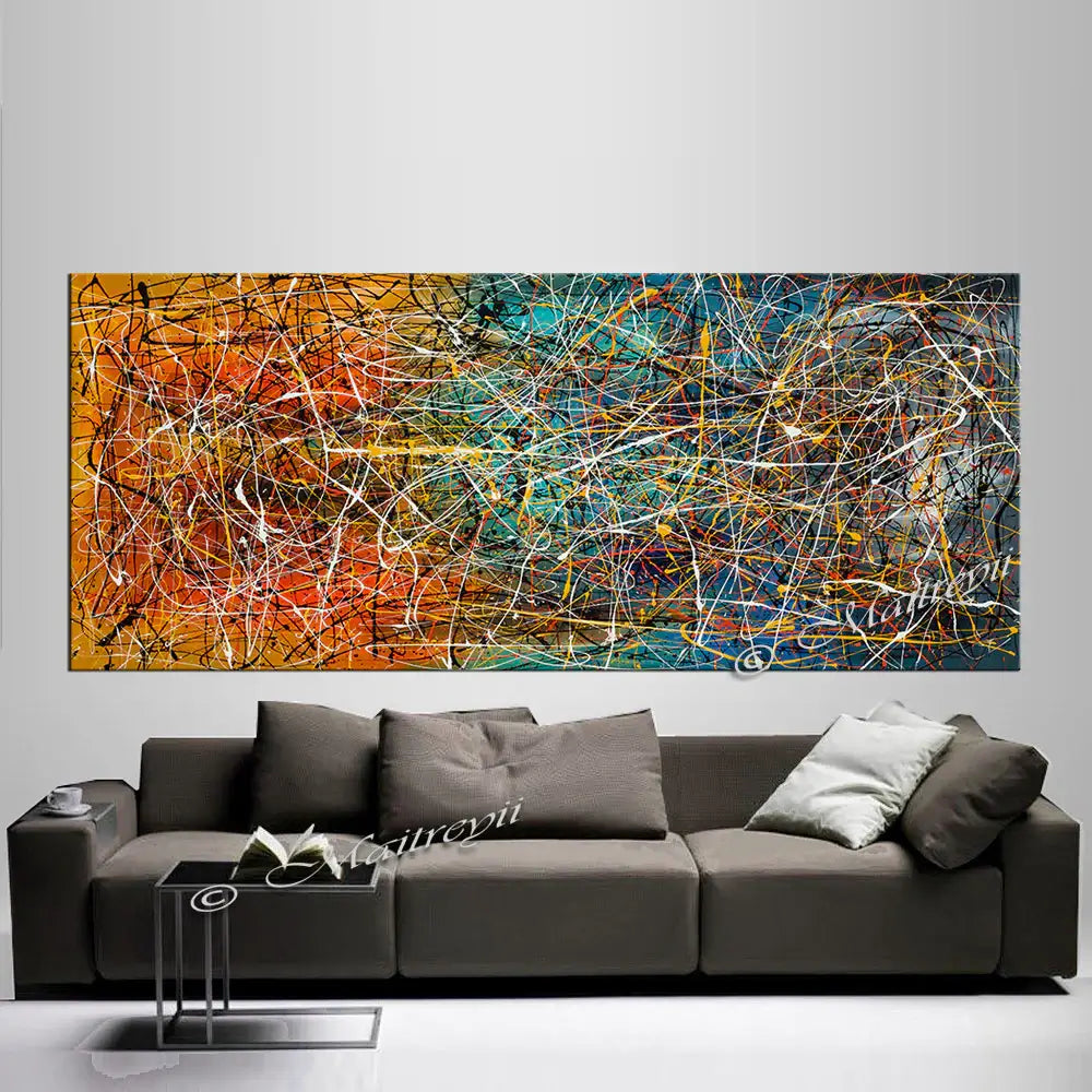 Jackson Pollock Style | Abstract artwork large oil painting on canvas modern wall art oversize luxury Homes - Vintage Beauty 9