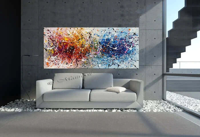 Father of modern art Jackson Pollock Style Large Abstract Paintings Red Blue Modern Wall Art - Vintage Beauty 142