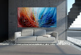 Abstract painting on Canvas Red Blue 72", Wall Art Home Decor - Worldwide Shipping.