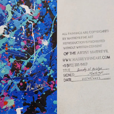 Signed on front by artist Maitreyii, dated and signed on back