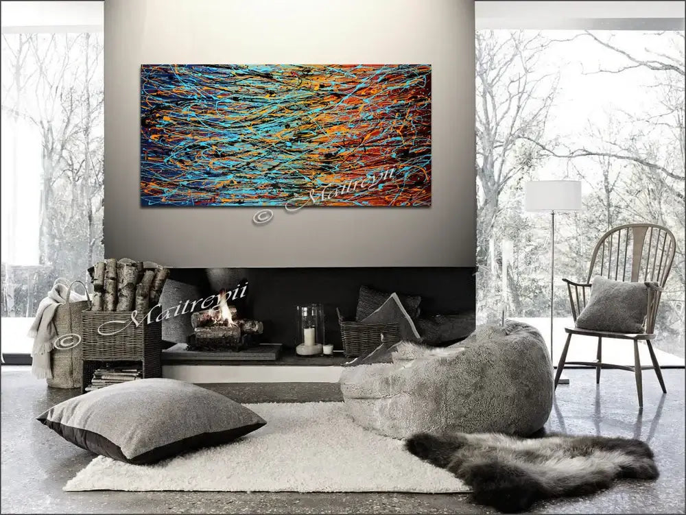 Jackson Pollock Red Painting Fathers Day Gifts large abstract art Modern Wall Decor - Vintage Glory 1