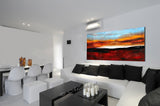 Large Ocean Art Oil Painting on Canvas - Modern Wall Art Seascape - A Calm Sunset - LargeModernArt