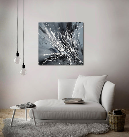 Black White Painting On Canvas Original Artwork For Sale, Modern Interior Decor - Unreal Beauty 2 - LargeModernArt