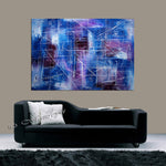 Original Abstract Painting Canvas Wall Art, Blue Texture Abstract Canvas - LargeModernArt