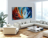 Abstract painting Red Blue 72", Wall Art Home Decor - Crystal Reflections