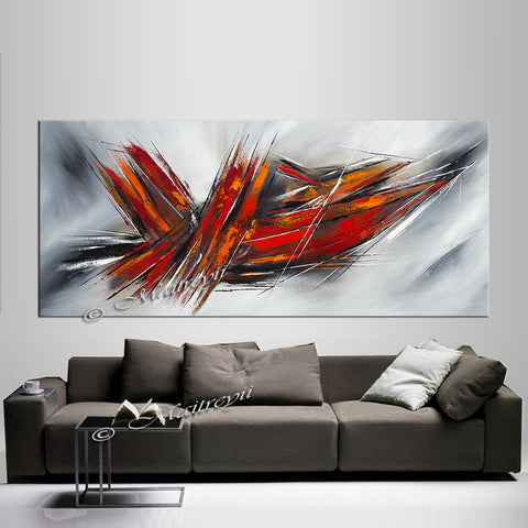 Large Modern Art Oil Painting on Canvas - Modern Abstract Wall Art Fighter Plane 6 - LargeModernArt