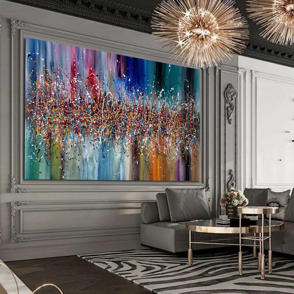 Paintings for Sale Abstract Paintings Jackson Pollock Multicolor Drip Style Art on Canvas, large Wall Art - Heavenly Beauty